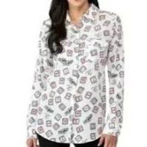 Karl Lagerfeld loveParis travel stamps blouse with pockets